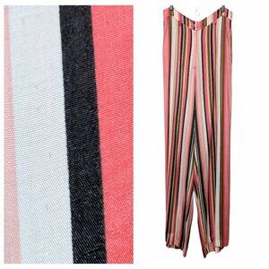 Masai Womens Size L Perinus Blush Candy Stripe Wide Leg Viscose Trouser Pants
